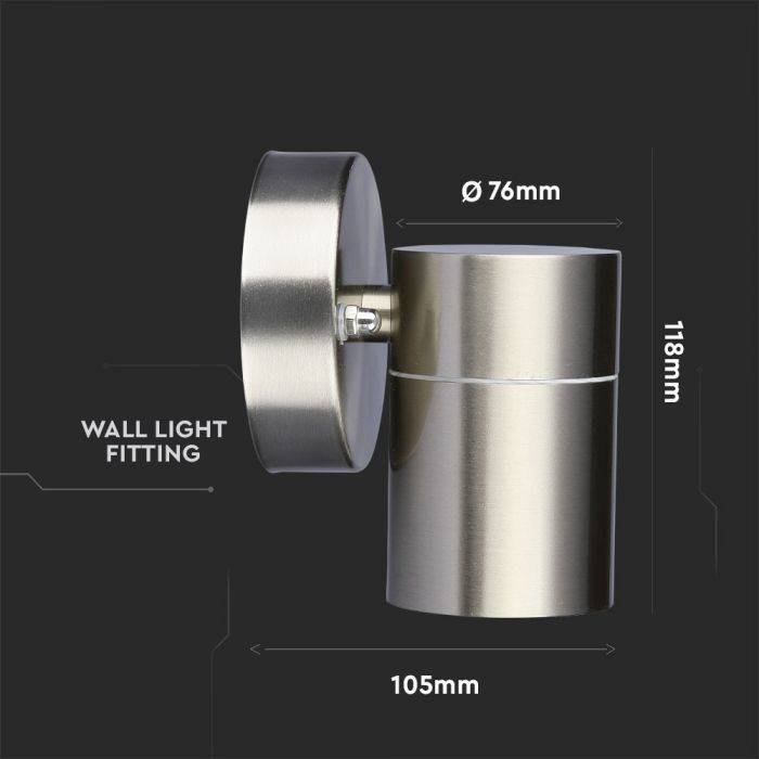 LED WALL SLEEK FITTING STAINLESS STEEL GU10 1WAY 105X76X118 IP44