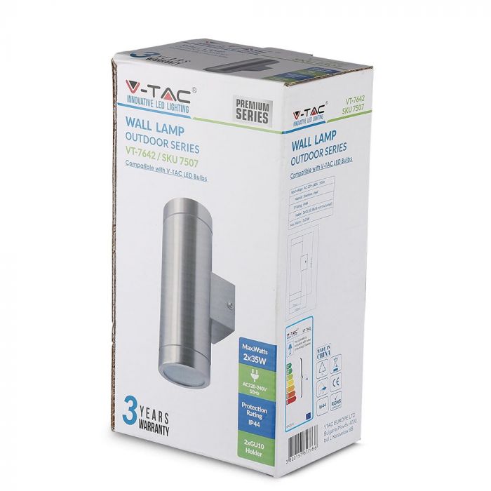 LED WALL SLEEK FITTING STAINLESS STEEL GU10 2WAY 105X76X207 IP44