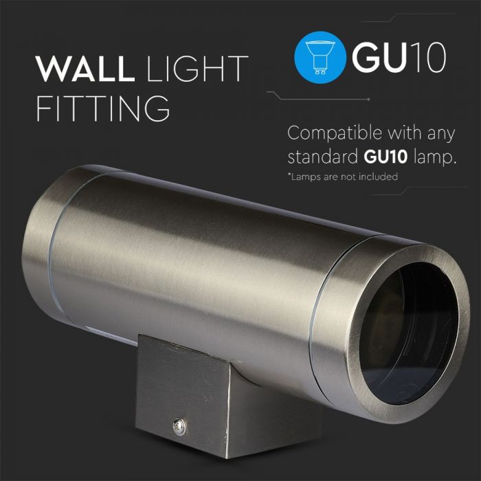 LED WALL SLEEK FITTING STAINLESS STEEL GU10 2WAY 105X76X207 IP44
