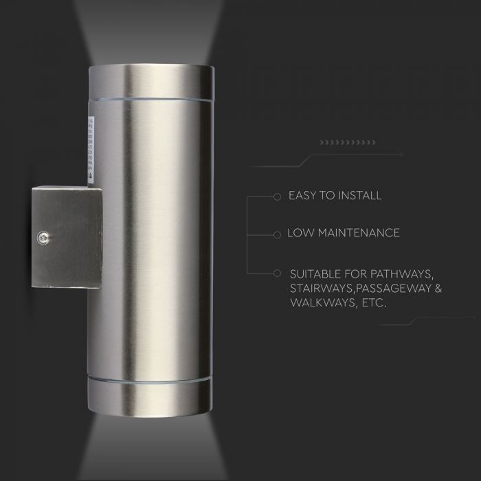 LED WALL SLEEK FITTING STAINLESS STEEL GU10 2WAY 105X76X207 IP44