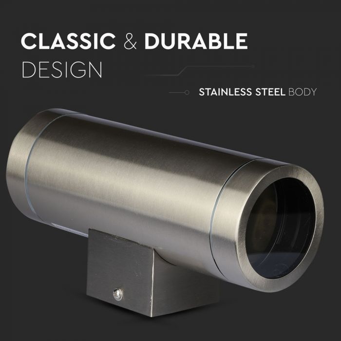 LED WALL SLEEK FITTING STAINLESS STEEL GU10 2WAY 105X76X207 IP44