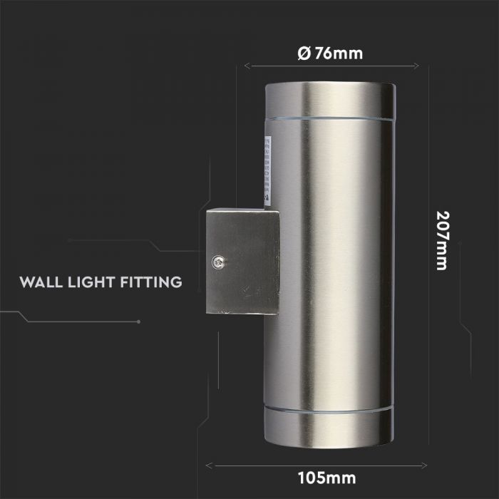 LED WALL SLEEK FITTING STAINLESS STEEL GU10 2WAY 105X76X207 IP44