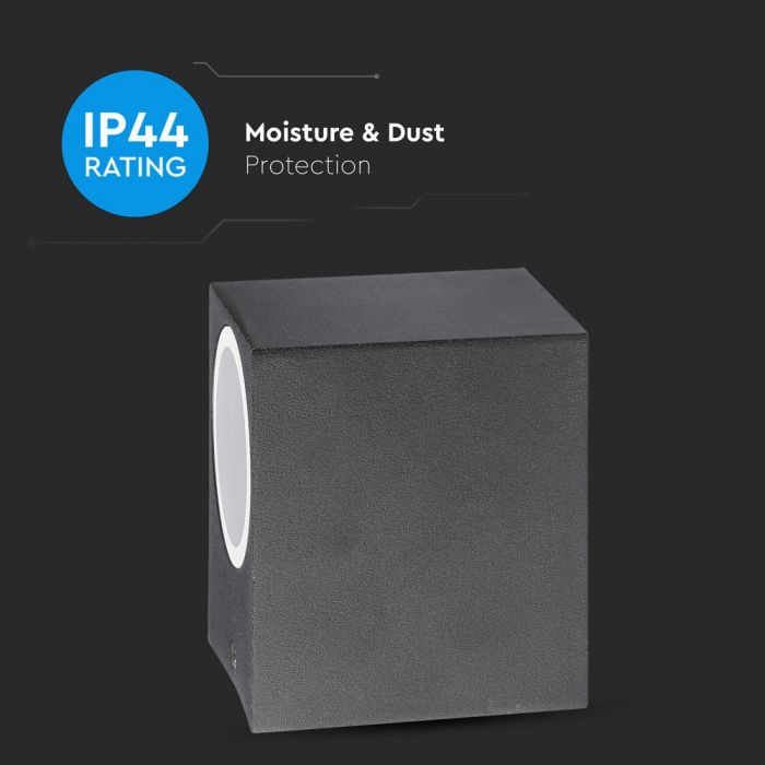LED WALL SLEEK FITTING ALUMINIUM SQUARE GU10 1WAY 92X68X80 IP44 BLACK