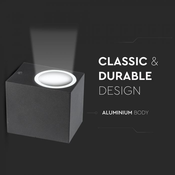 LED WALL SLEEK FITTING ALUMINIUM SQUARE GU10 1WAY 92X68X80 IP44 BLACK