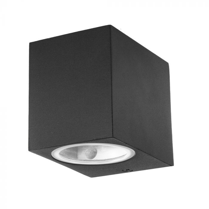 LED WALL SLEEK FITTING ALUMINIUM SQUARE GU10 1WAY 92X68X80 IP44 BLACK