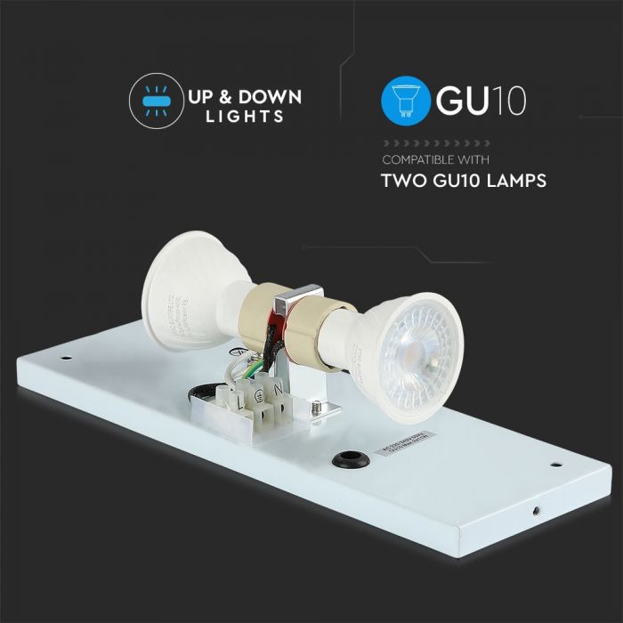 LED WALL FITTING STAINLESS STEEL SQUARE GU10 2WAY 85X87X250 IP44 BLACK