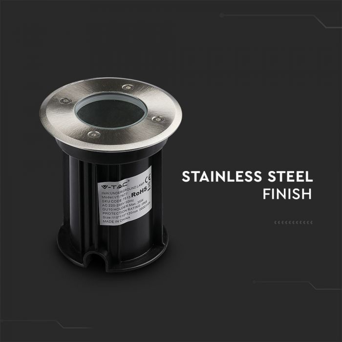 LED UNDERGROUND FITTING STAINLESS STEEL ROUND GU10 110X110X120 IP65 BLACK