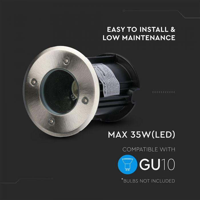 LED UNDERGROUND FITTING STAINLESS STEEL ROUND GU10 110X110X120 IP65 BLACK