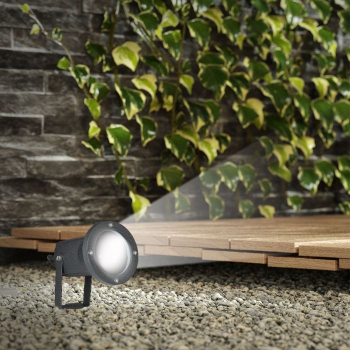 LED GARDEN SPIKE FITTING ALUMINIUM GU10 95X95X335 IP44 BLACK