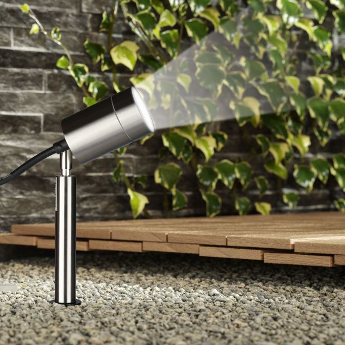 LED GARDEN SPIKE FITTING STAINLESS STEEL GU10 60X60X420 IP44