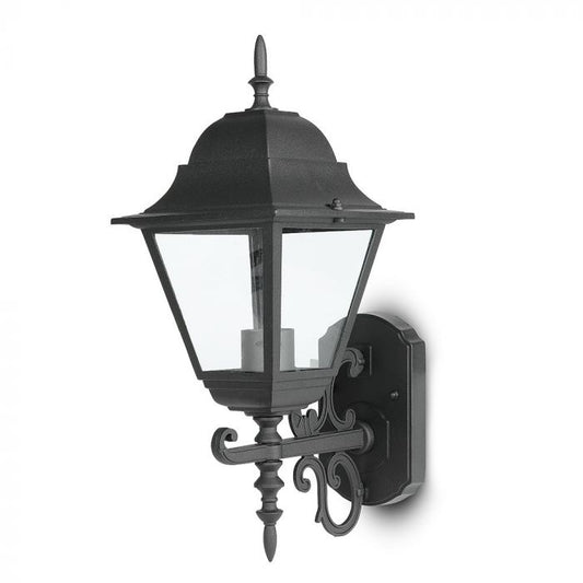 LED GARDEN WALL LIGHT LARGE-MATT BLACK E27 IP44 245X445X185 FACING UP