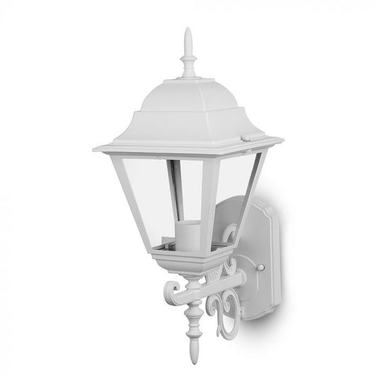 LED GARDEN WALL LIGHT LARGE-MATT WHITE E27 IP44 245X445X185 FACING UP