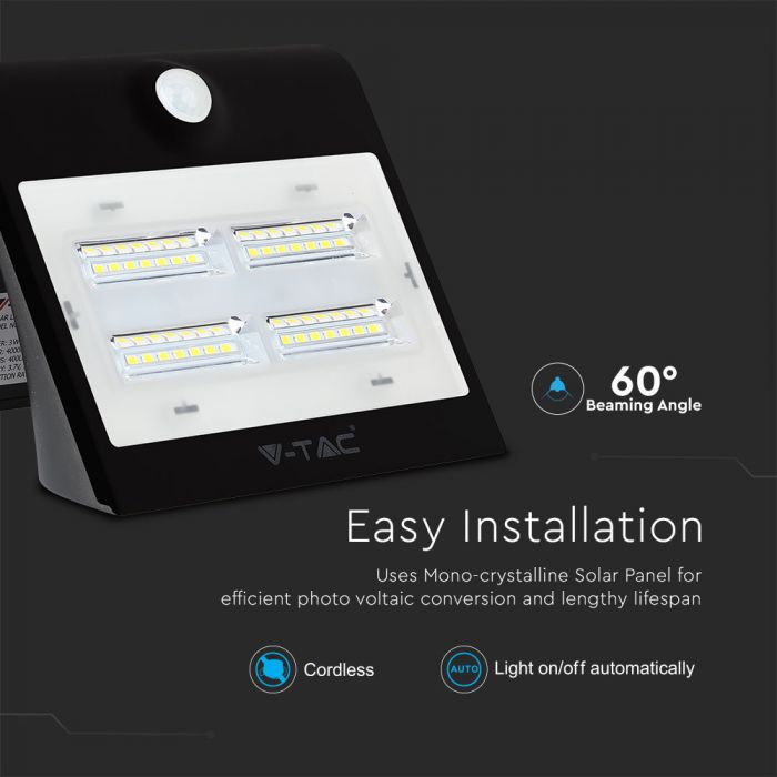 LED SOLAR WALL Sensor LIGHT 3W DL+WW 400lm 60° 140X212X109 IP65 Black+Black
