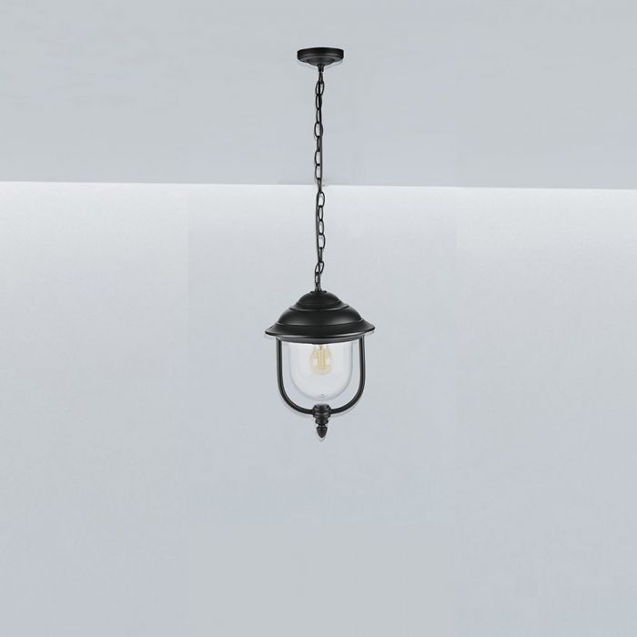 LED CEILING E27 LAMP Aluminium Mat Black Clear Cover 120° 25X89 IP44