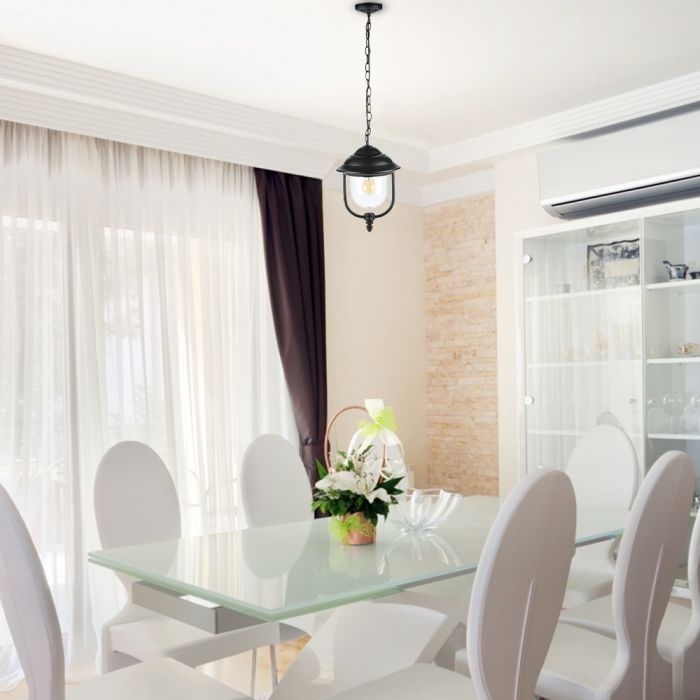 LED CEILING E27 LAMP Aluminium Mat Black Clear Cover 120° 25X89 IP44