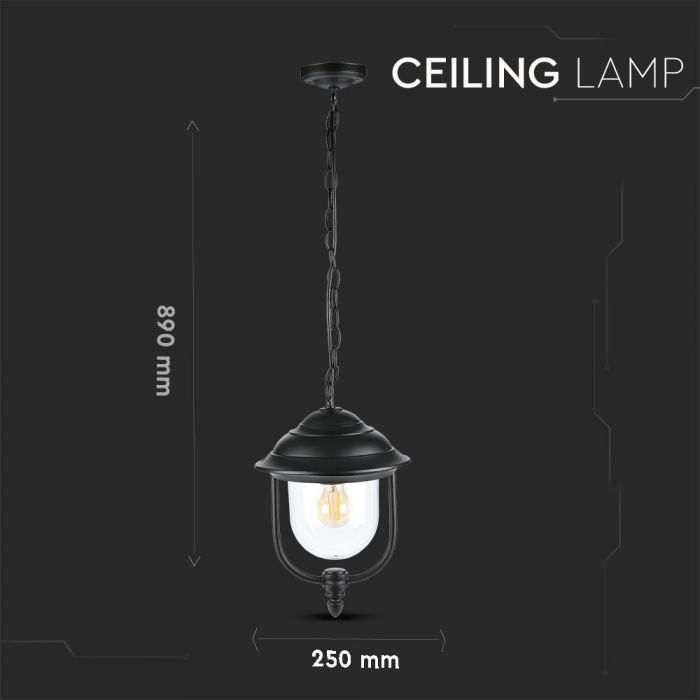 LED CEILING E27 LAMP Aluminium Mat Black Clear Cover 120° 25X89 IP44