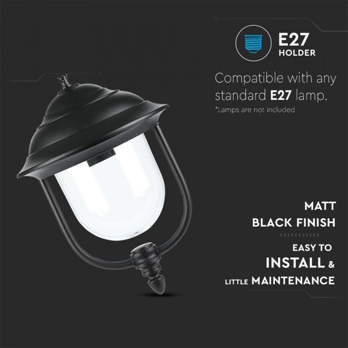LED CEILING E27 LAMP Aluminium Mat Black Clear Cover 120° 25X89 IP44