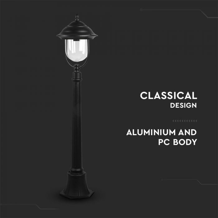 LED POLE 1XE27 LAMP MAT BLACK CLEAR COVER 120° 25X111 IP44