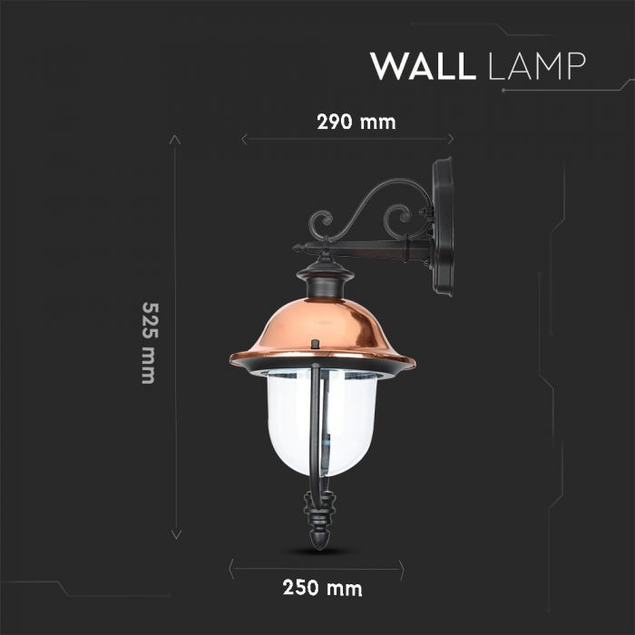 LED GARDEN WALL LIGHT E27 IP44 29X25X52 FACING DOWN