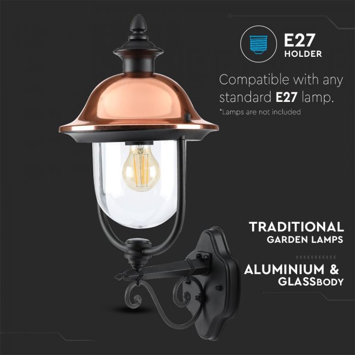 LED GARDEN WALL LIGHT E27 IP44 29X25X52 FACING UP