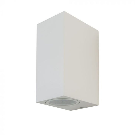 LED WALL SLEEK FITTING ALUMINIUM SQUARE GU10 2WAY 92X68X150 IP44 WHITE