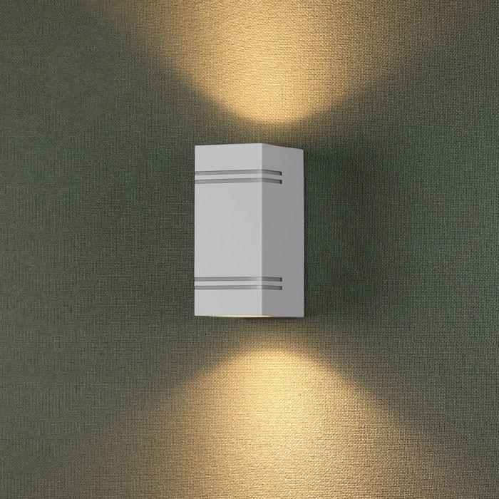 LED WALL FITTING STAINLESS STEEL SQUARE GU10 2WAY 85X87X250 IP44 WHITE