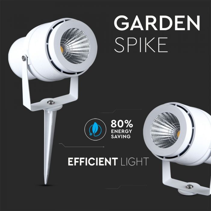 12W LED Garden Spike Lamp White Body 3000K