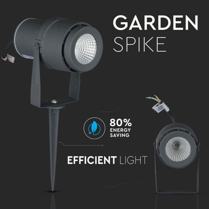 LED GARDEN SPIKE ALUMINIUM 12W DL 720lm 73X255 GREY IP65