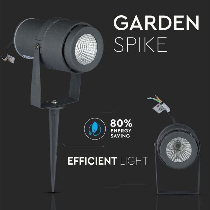 12W LED Garden Spike Lamp Grey Body 3000K