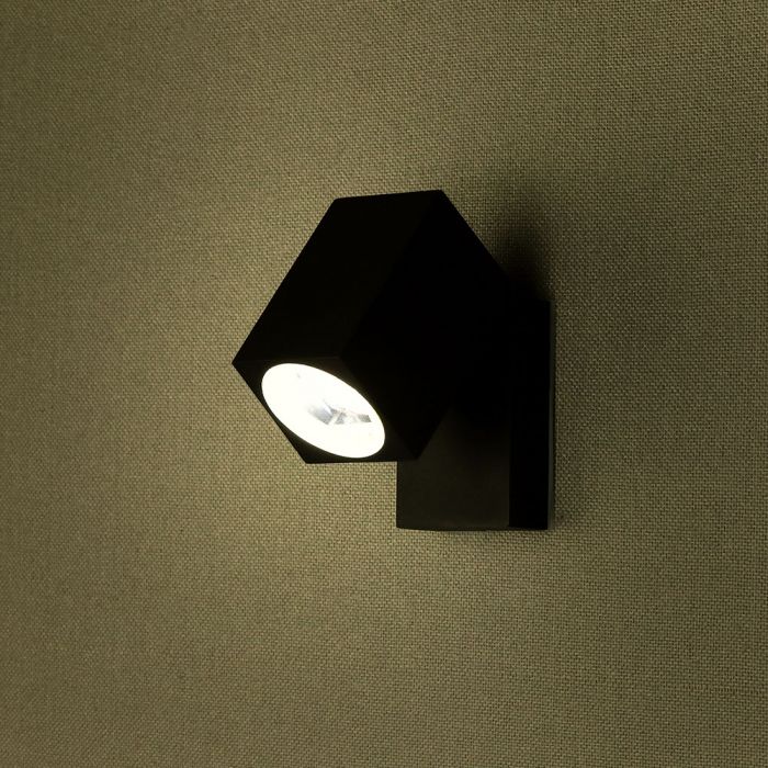 LED WALL FITTING ADJUSTABLE HEAD ALUMINIUM GU10 1WAY 100X66X92 IP44 BLACK