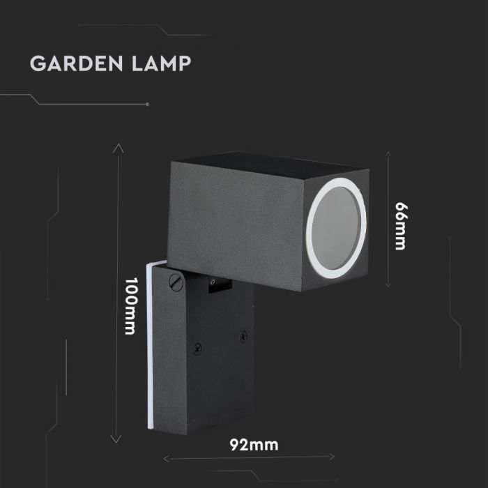 LED WALL FITTING ADJUSTABLE HEAD ALUMINIUM GU10 1WAY 100X66X92 IP44 BLACK