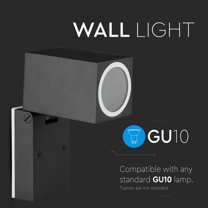 LED WALL FITTING ADJUSTABLE HEAD ALUMINIUM GU10 1WAY 100X66X92 IP44 BLACK