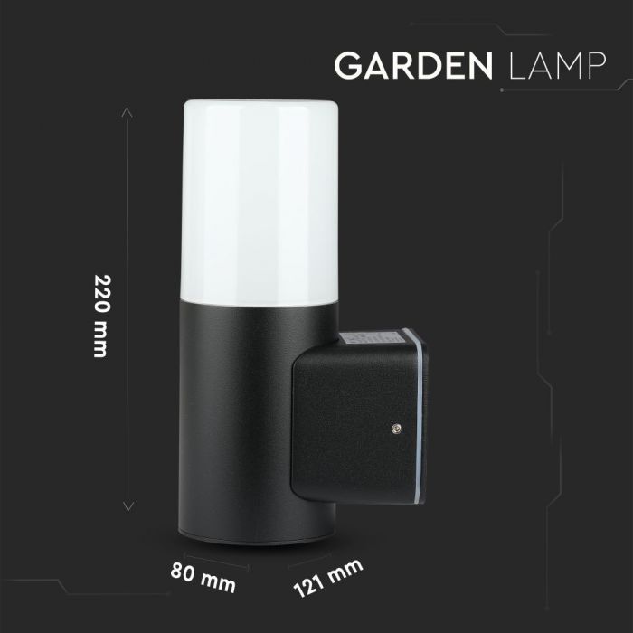 LED GARDEN WALL LIGHT CYLINDER GU10 IP54 121X80X250 BLACK ALUMINIUM+PC DIFFUSER