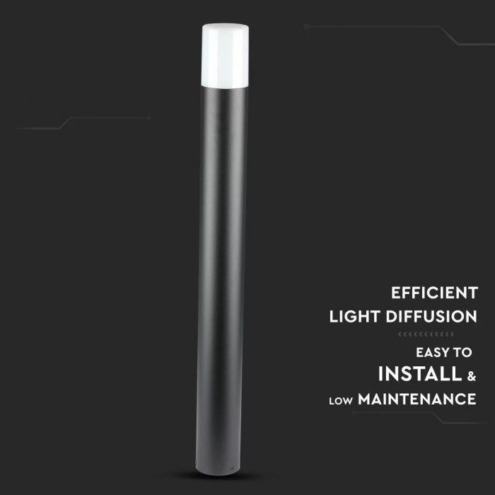 LED GARDEN FLOOR LIGHT CYLINDER GU10 IP54 80X80X800 BLACK ALUMINIUM+PC DIFFUSER