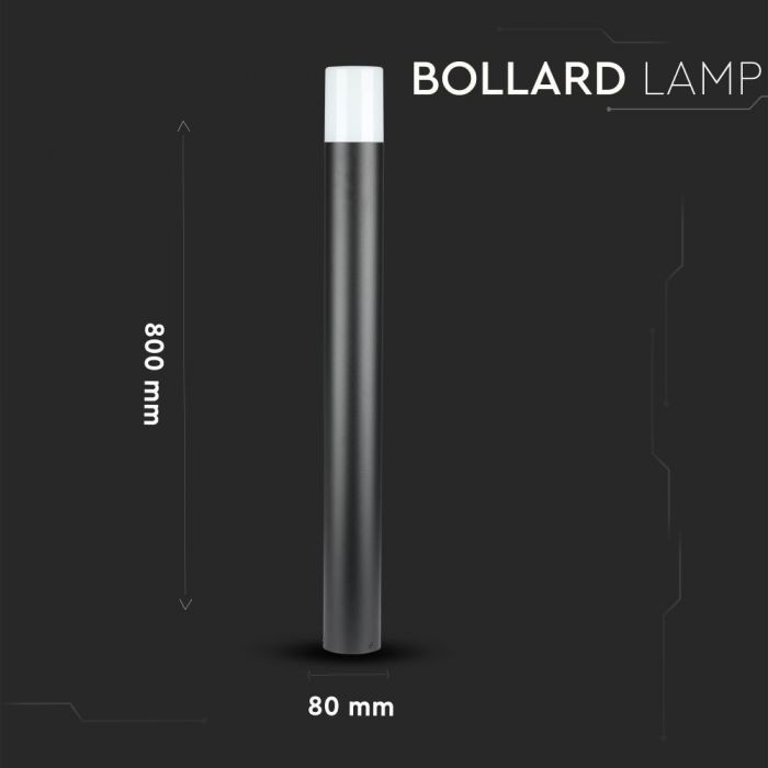LED GARDEN FLOOR LIGHT CYLINDER GU10 IP54 80X80X800 BLACK ALUMINIUM+PC DIFFUSER