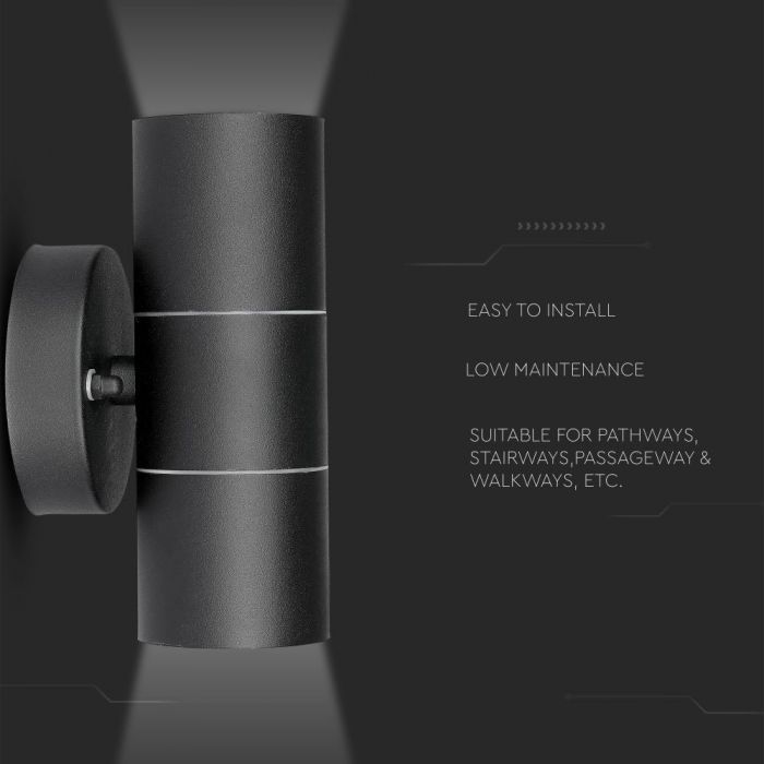 LED WALL FITTING STAINLESS STEEL GU10 2WAY 93X85X163 IP44 BLACK