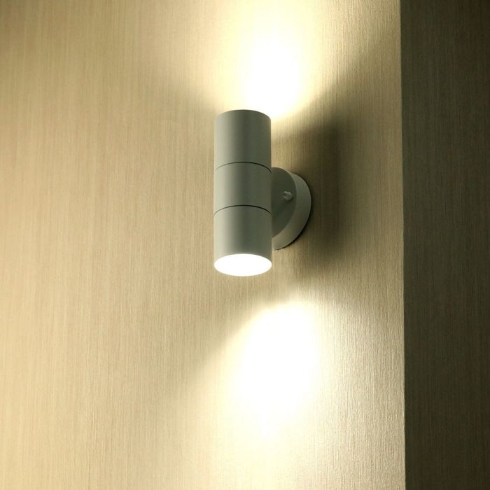 LED WALL FITTING STAINLESS STEEL GU10 2WAY 93X85X163 IP44 WHITE