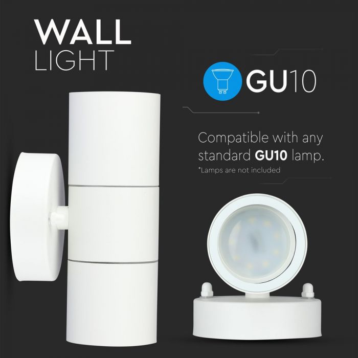 LED WALL FITTING STAINLESS STEEL GU10 2WAY 93X85X163 IP44 WHITE