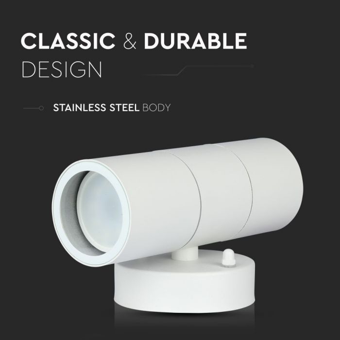LED WALL FITTING STAINLESS STEEL GU10 2WAY 93X85X163 IP44 WHITE