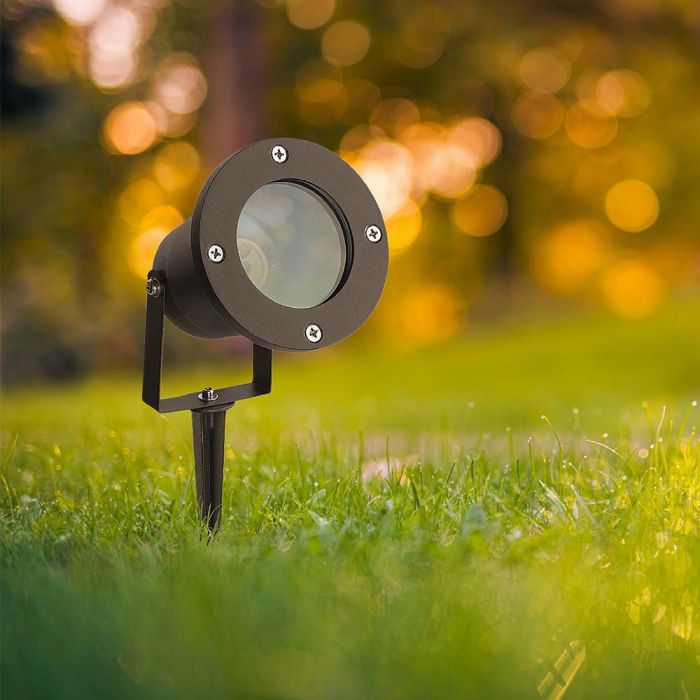 LED GARDEN SPIKE FITTING ALUMINIUM GU10 100x92x270mm IP65 BLACK