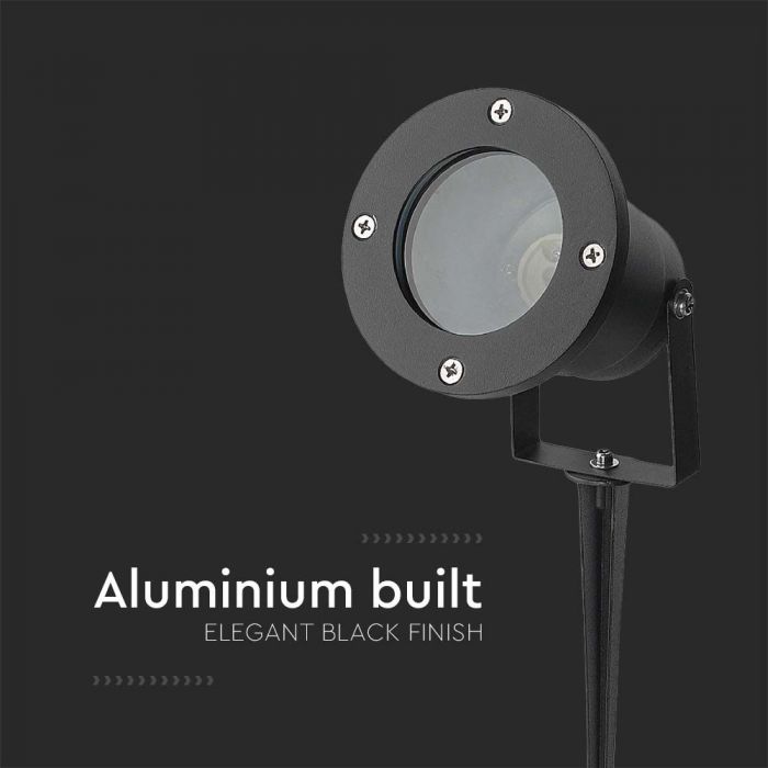 LED GARDEN SPIKE FITTING ALUMINIUM GU10 100x92x270mm IP65 BLACK