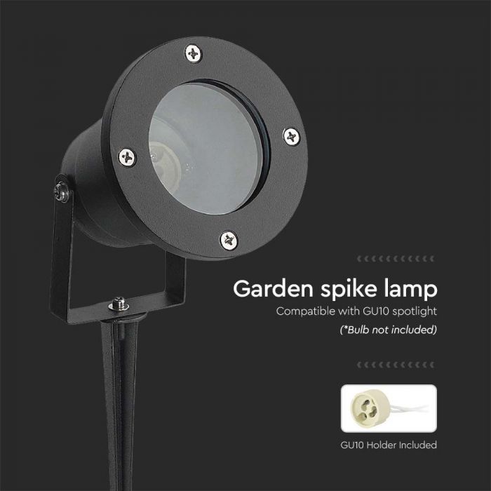 LED GARDEN SPIKE FITTING ALUMINIUM GU10 100x92x270mm IP65 BLACK