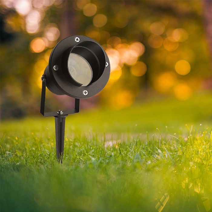 LED GARDEN SPIKE FITTING ALUMINIUM GU10 10x130 x270mm IP65 BLACK