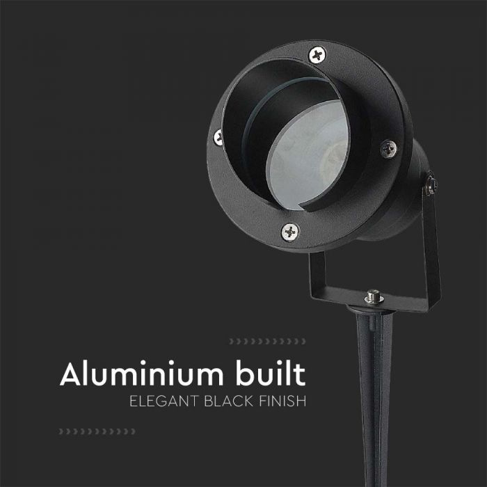 LED GARDEN SPIKE FITTING ALUMINIUM GU10 10x130 x270mm IP65 BLACK