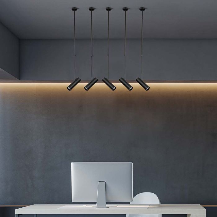 LED PENDANT LIGHT GU10  BLACK ALUMINIUM  60x220mm Height 830x1170mm