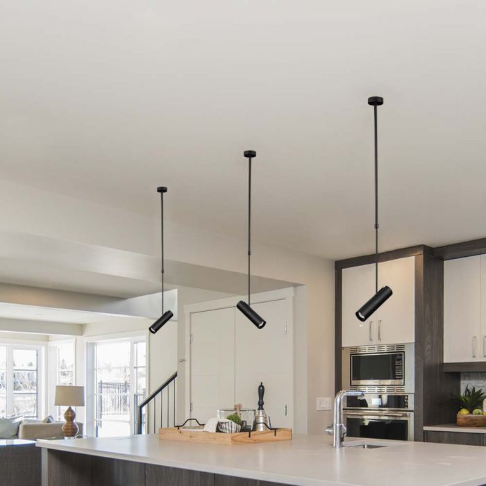 LED PENDANT LIGHT GU10  BLACK ALUMINIUM  60x220mm Height 830x1170mm