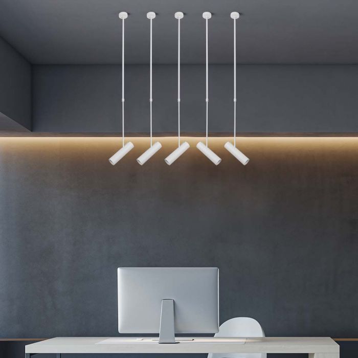 LED PENDANT LIGHT GU10  WHITE ALUMINIUM  60x220mm Height 830x1170mm