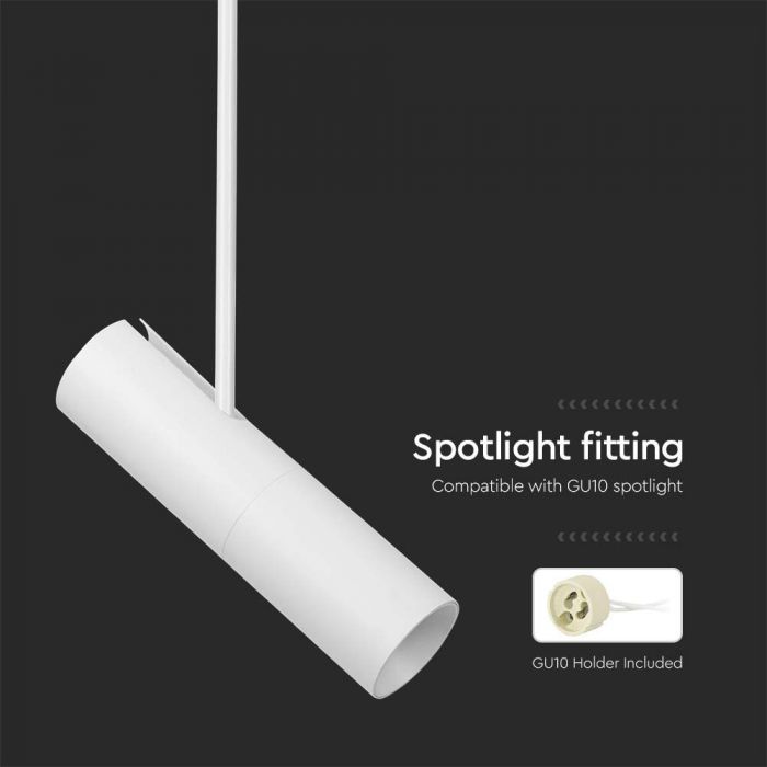 LED PENDANT LIGHT GU10  WHITE ALUMINIUM  60x220mm Height 830x1170mm