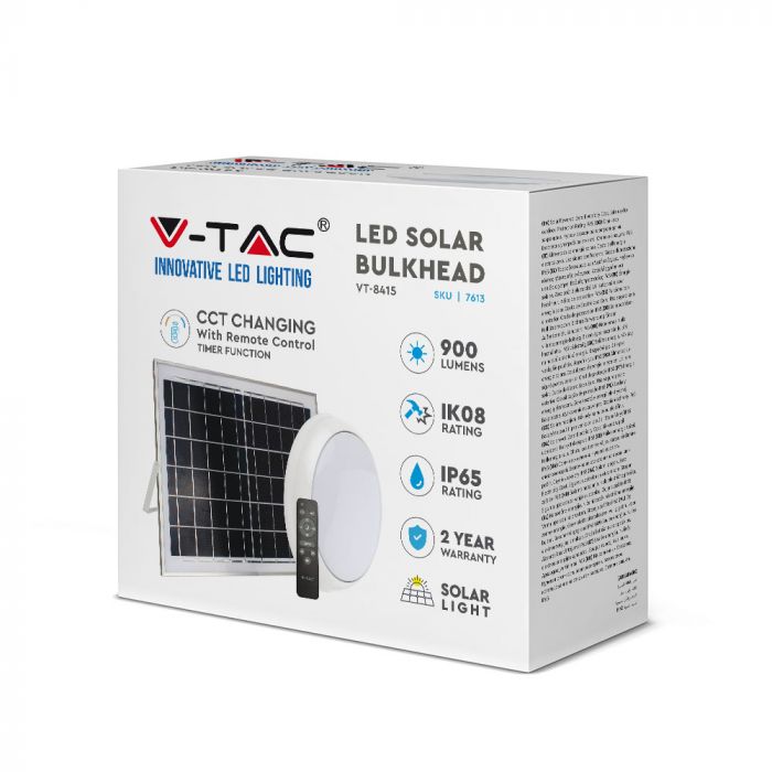 LED SOLAR CEILING LIGHT ROUND 15W 3in1 900lm 120° 320X100 WITH SENSOR AND RF CONTROL IP65