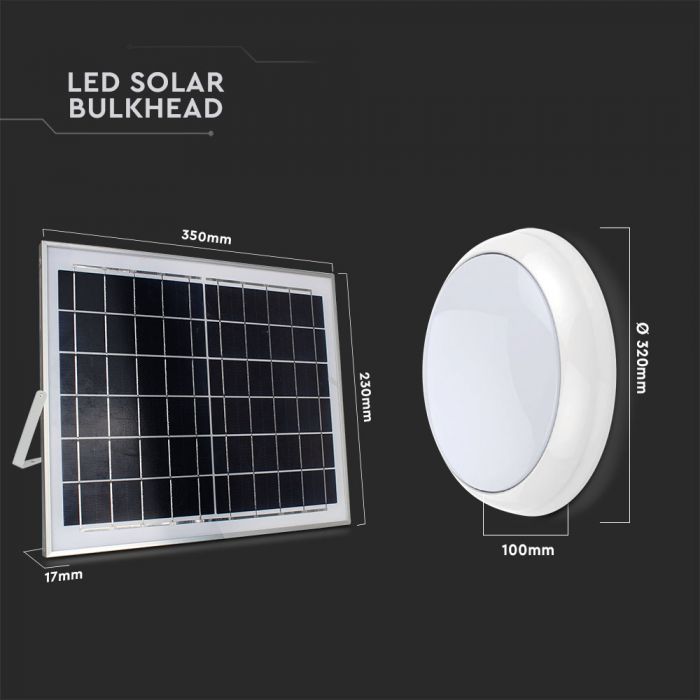 LED SOLAR CEILING LIGHT ROUND 15W 3in1 900lm 120° 320X100 WITH SENSOR AND RF CONTROL IP65